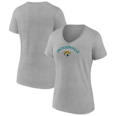 Jacksonville Jaguars Women's Team Arc V-Neck T-Shirt - Heather Gray T-shirts