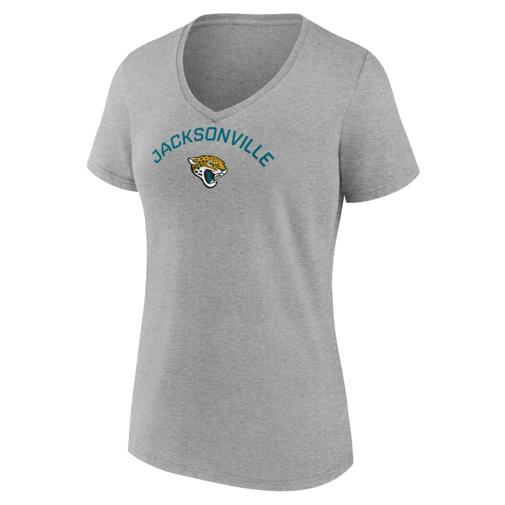Jacksonville Jaguars Women's Team Arc V-Neck T-Shirt - Heather Gray T-shirts