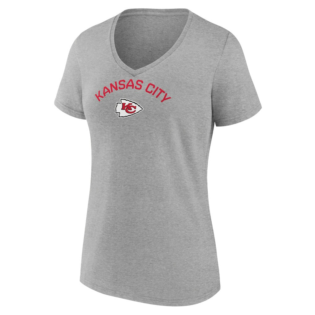Kansas City Chiefs Women's Team Arc V-Neck T-Shirt - Heather Gray T-shirts