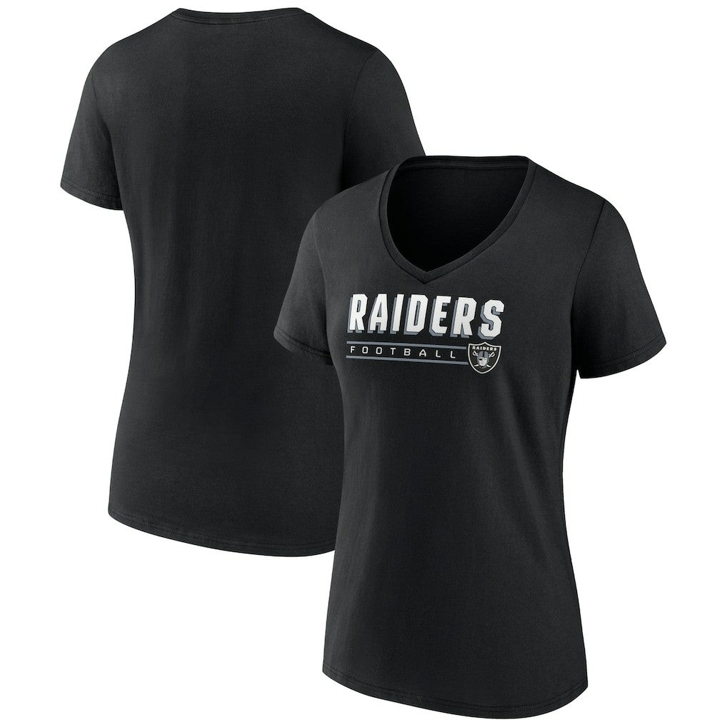 Las Vegas Raiders Women's Primary Play V-Neck T-Shirt - Black T-shirts