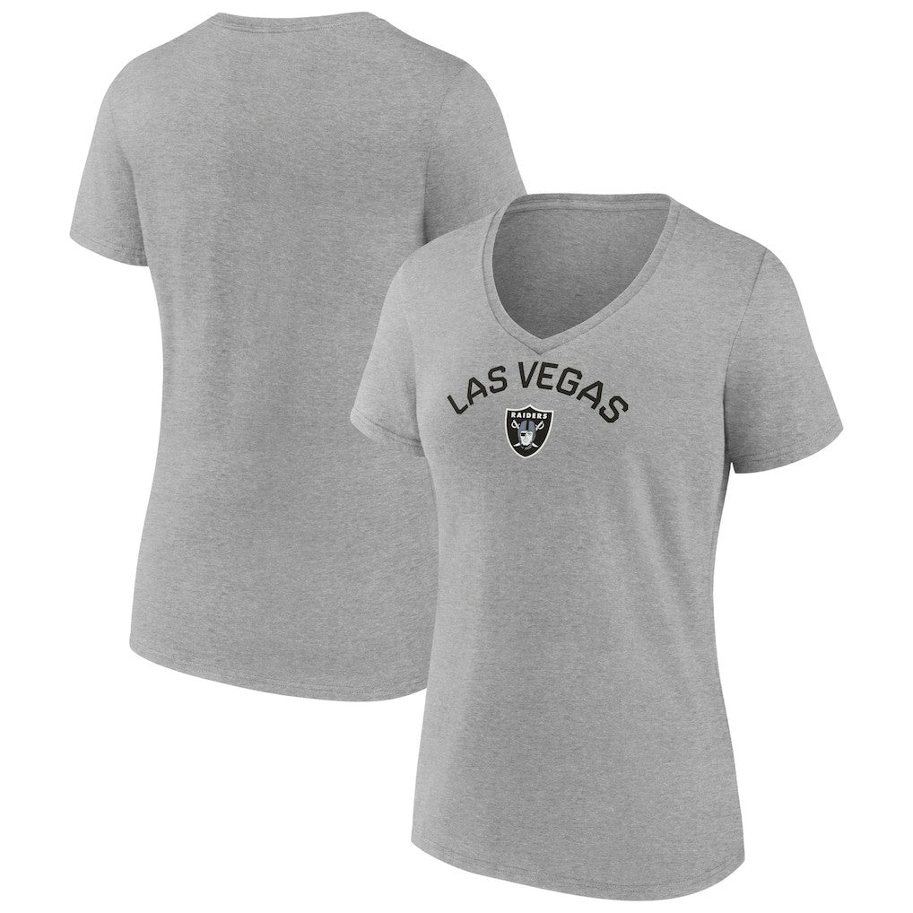 Las Vegas Raiders Women's Team Arc V-Neck T-Shirt - Heather Gray T-shirts