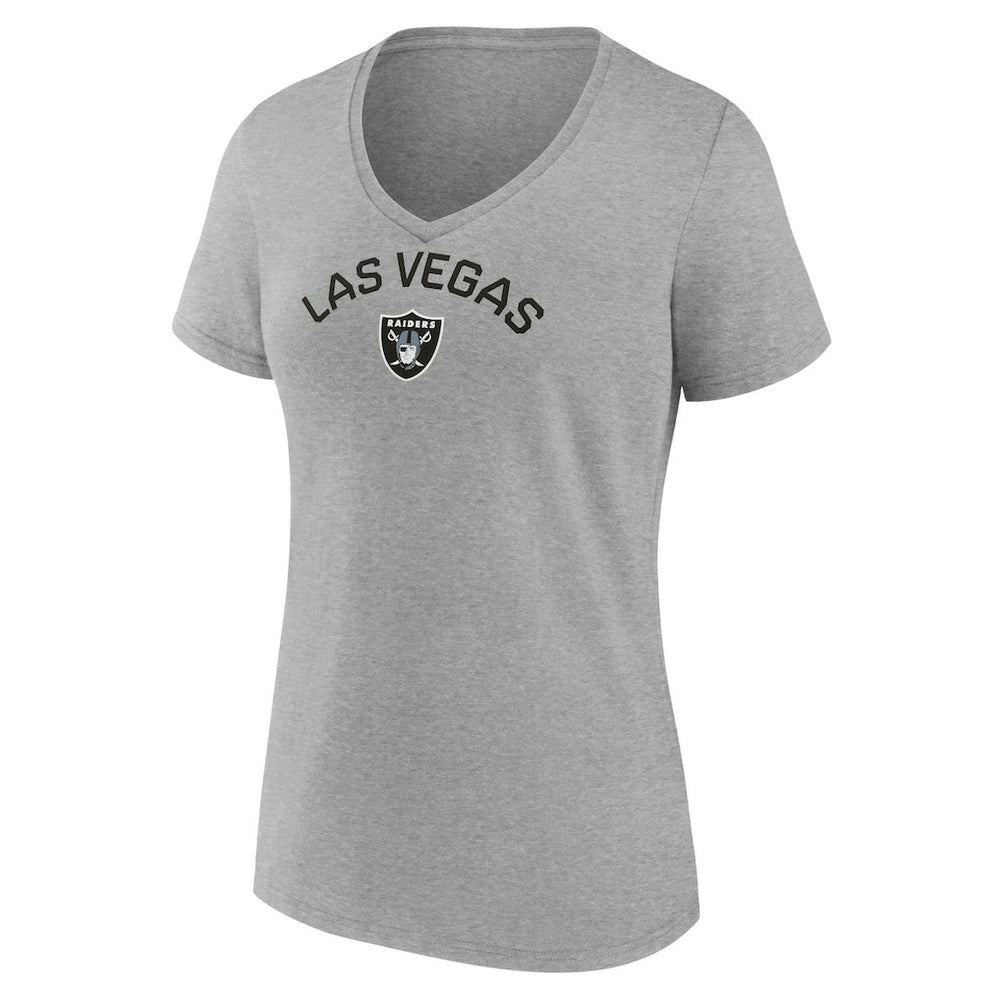 Las Vegas Raiders Women's Team Arc V-Neck T-Shirt - Heather Gray T-shirts