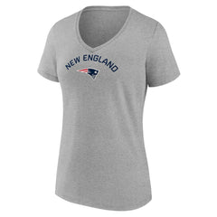 New England Patriots Women's Team Arc V-Neck T-Shirt - Heather Gray T-shirts