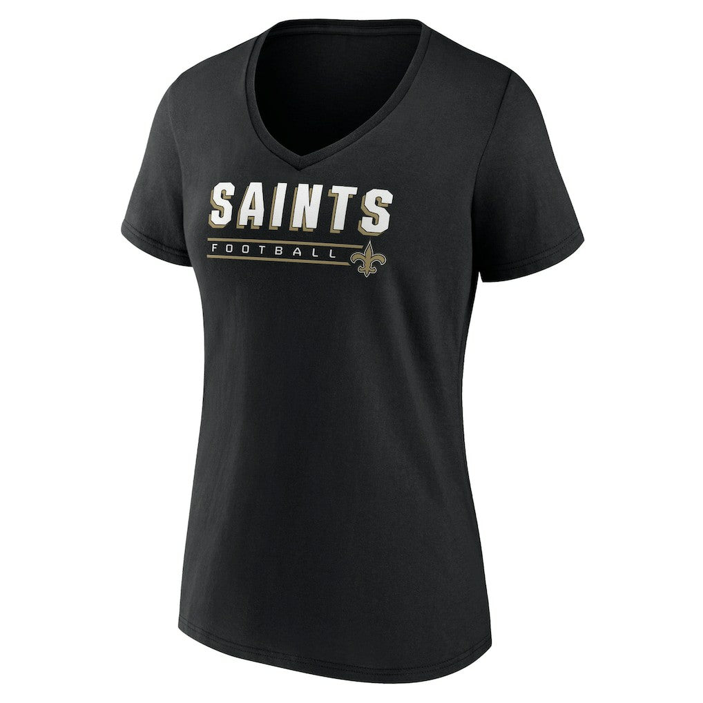 New Orleans Saints Women's Primary Play V-Neck T-Shirt - Black T-shirts