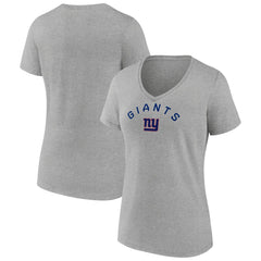 New York Giants Women's Team Arc V-Neck T-Shirt - Heather Gray T-shirts