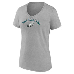 Philadelphia Eagles Women's Team Arc V-Neck T-Shirt - Heather Gray T-shirts