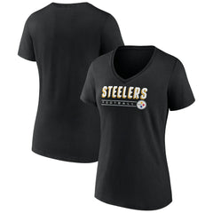 Pittsburgh Steelers Women's Primary Play V-Neck T-Shirt - Black T-shirts