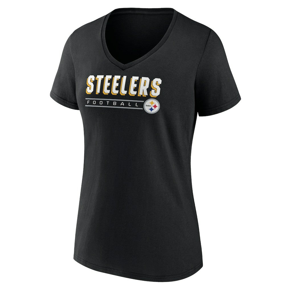 Pittsburgh Steelers Women's Primary Play V-Neck T-Shirt - Black T-shirts