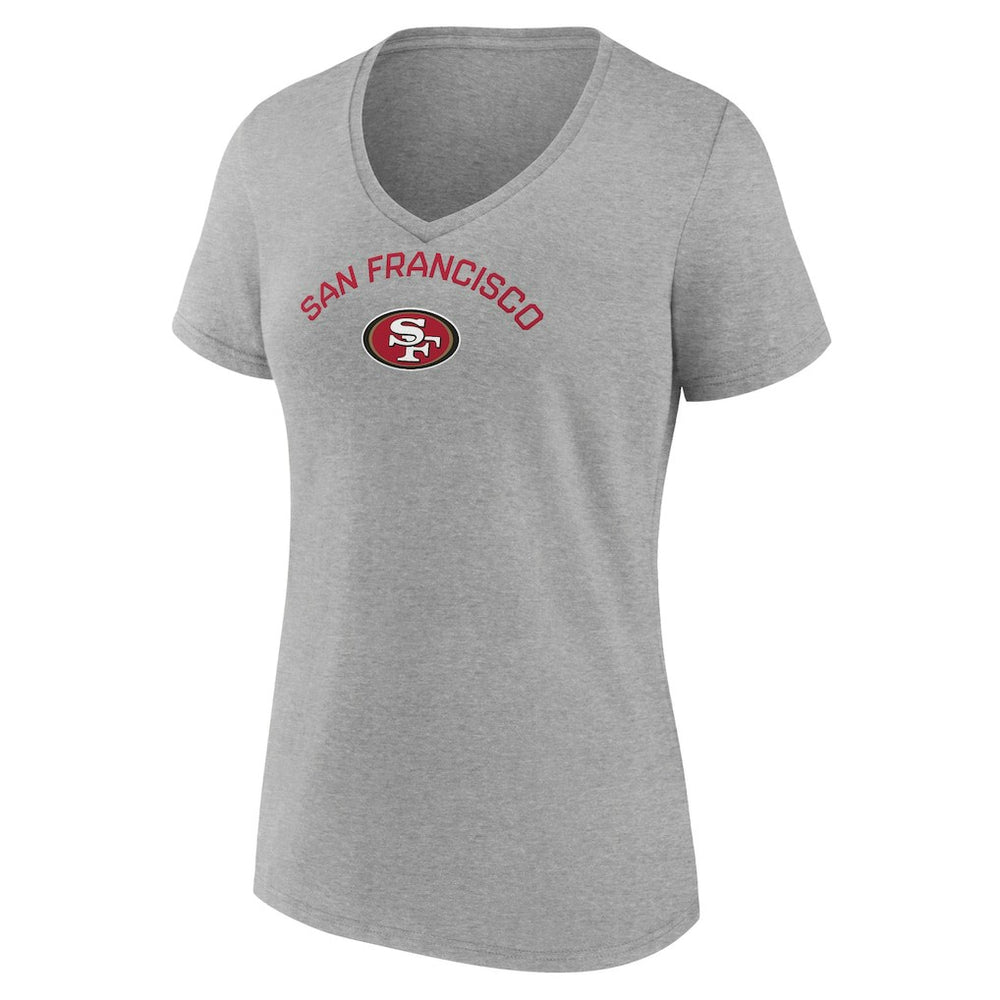 San Francisco 49ers Women's Team Arc V-Neck T-Shirt - Heather Gray T-shirts