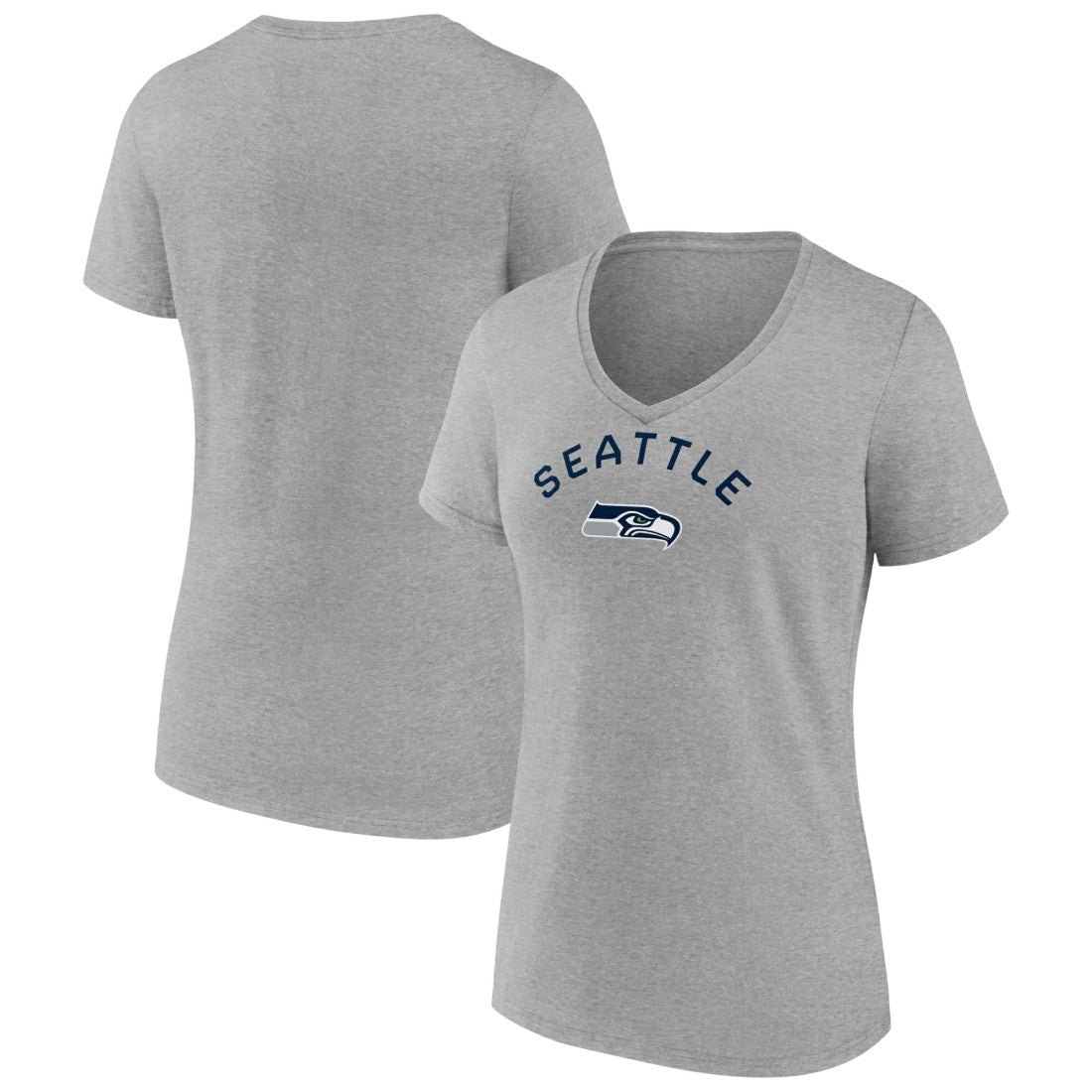 Seattle Seahawks Women's Team Arc V-Neck T-Shirt - Heather Gray T-shirts