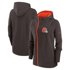 Cleveland Browns Women's Asymmetrical Raglan Full-Zip Hoodie - Brown Hoodies