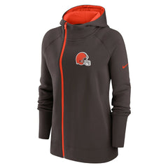 Cleveland Browns Women's Asymmetrical Raglan Full-Zip Hoodie - Brown Hoodies