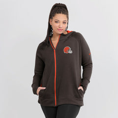 Cleveland Browns Women's Asymmetrical Raglan Full-Zip Hoodie - Brown Hoodies