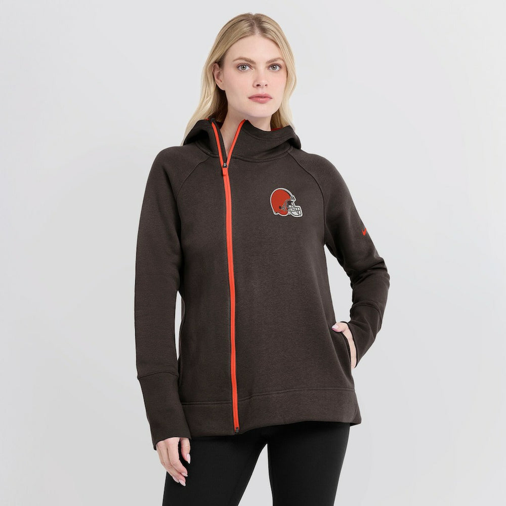Cleveland Browns Women's Asymmetrical Raglan Full-Zip Hoodie - Brown Hoodies