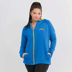 Los Angeles Chargers Women's Asymmetrical Raglan Full-Zip Hoodie - Powder Blue Hoodies