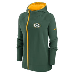 Green Bay Packers Women's Asymmetrical Raglan Full-Zip Hoodie - Green Hoodies