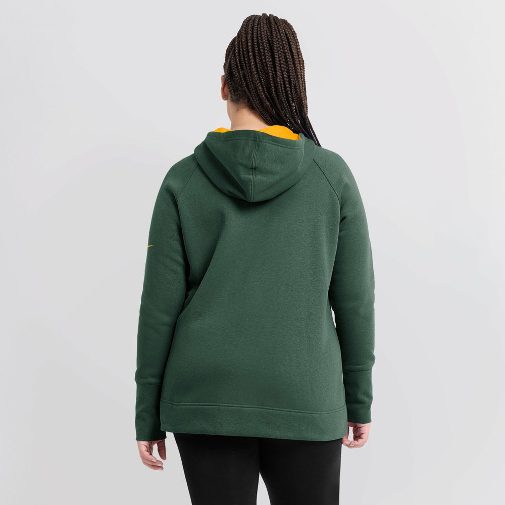Green Bay Packers Women's Asymmetrical Raglan Full-Zip Hoodie - Green Hoodies