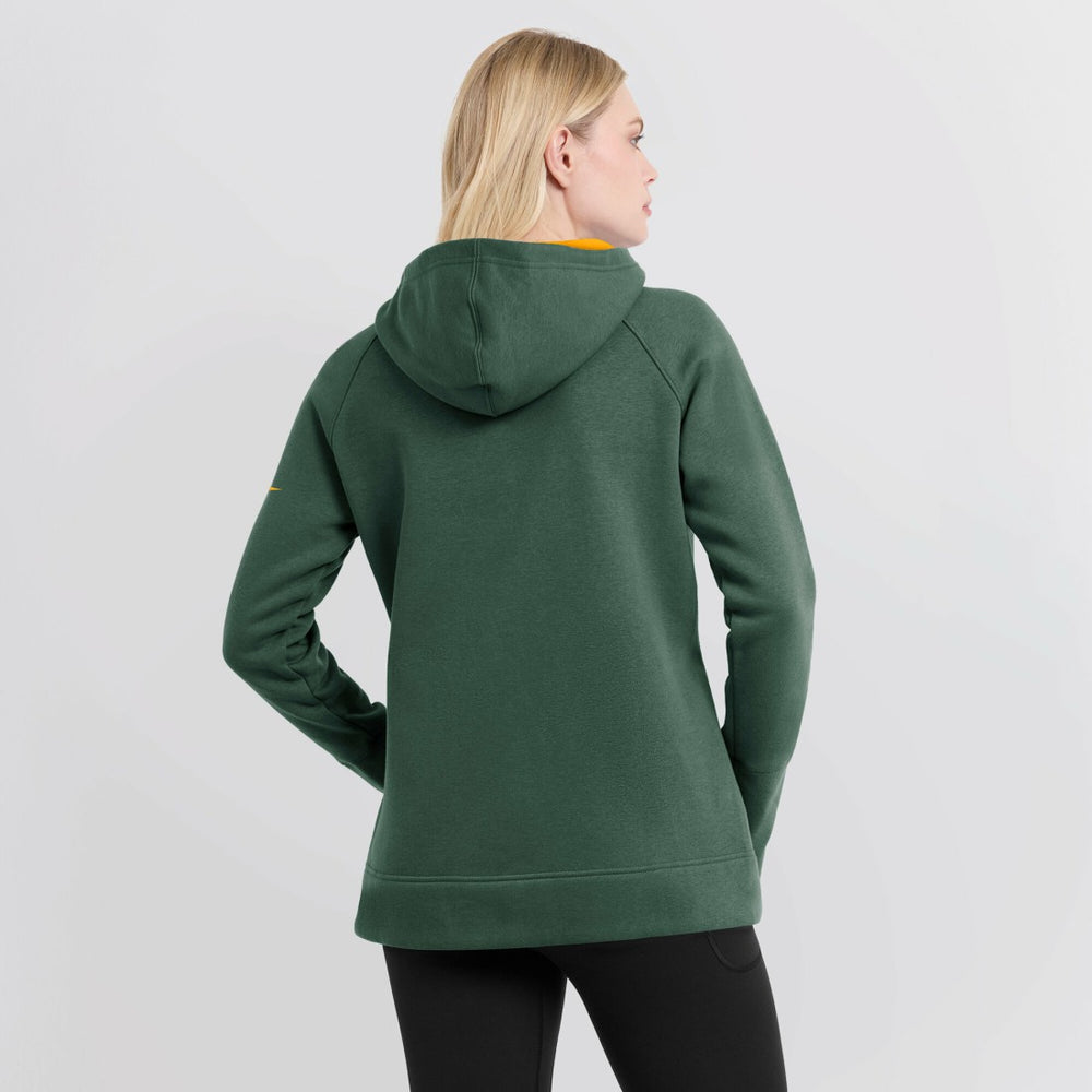 Green Bay Packers Women's Asymmetrical Raglan Full-Zip Hoodie - Green Hoodies