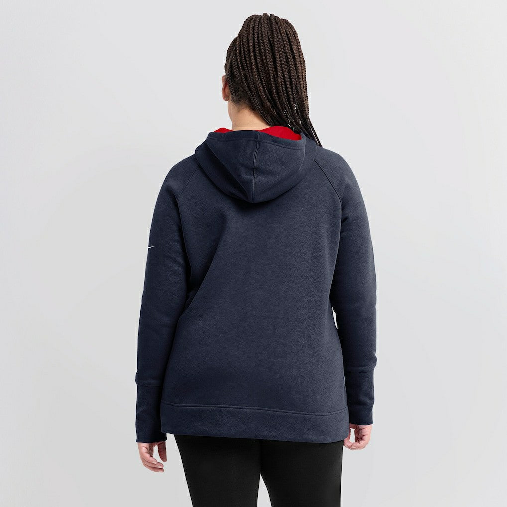 New England Patriots Women's Asymmetrical Raglan Full-Zip Hoodie - Navy Hoodies