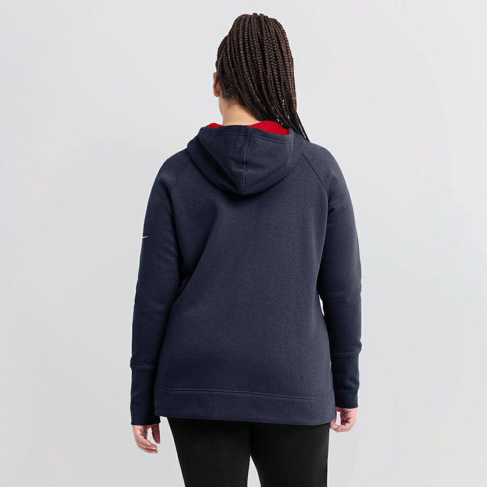 New England Patriots Women's Asymmetrical Raglan Full-Zip Hoodie - Navy Hoodies