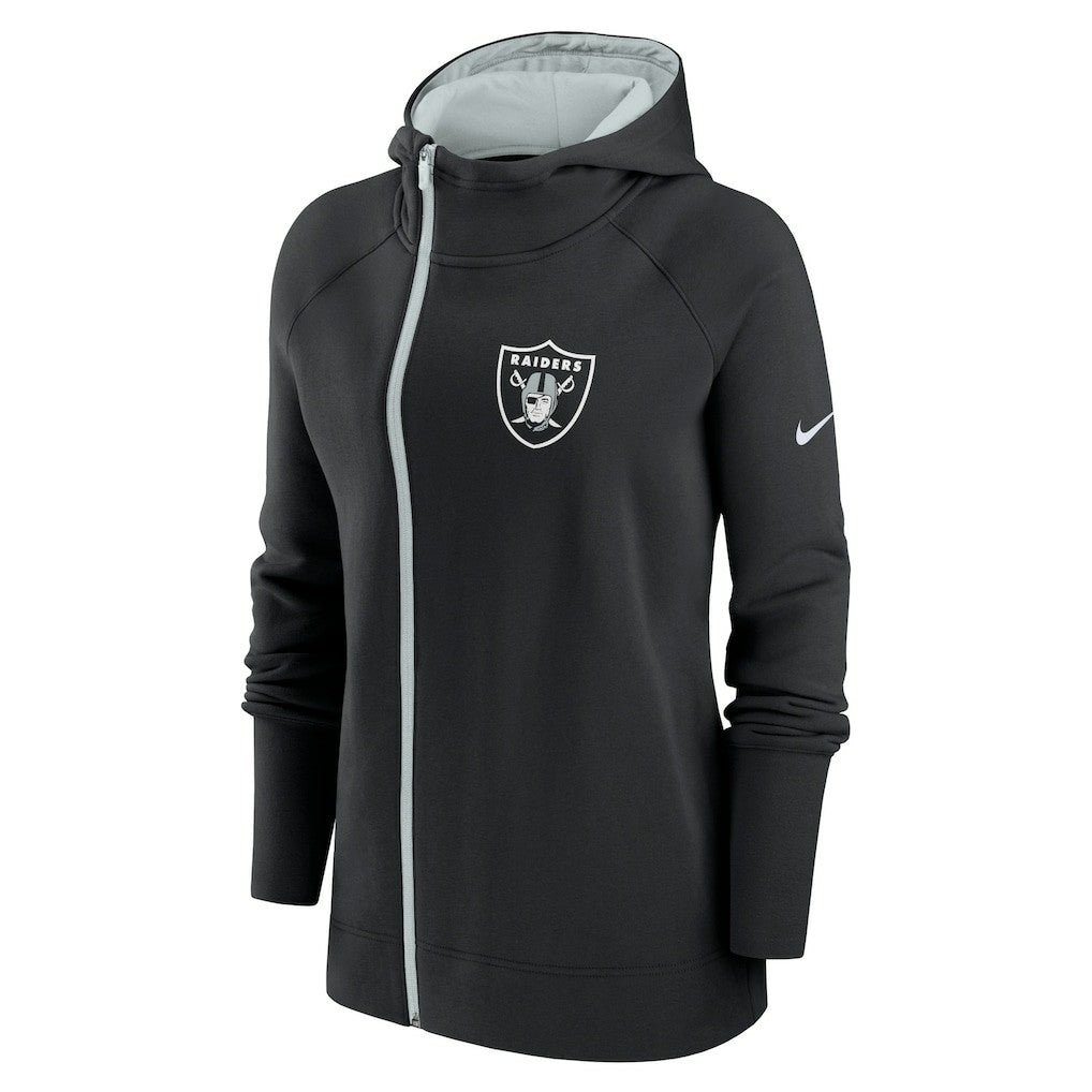 Las Vegas Raiders Women's Asymmetrical Raglan Full-Zip Hoodie - Black Hoodies