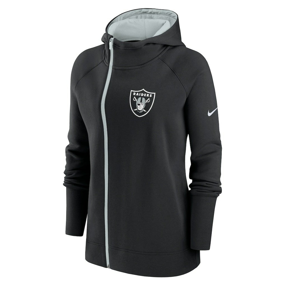 Las Vegas Raiders Women's Asymmetrical Raglan Full-Zip Hoodie - Black Hoodies