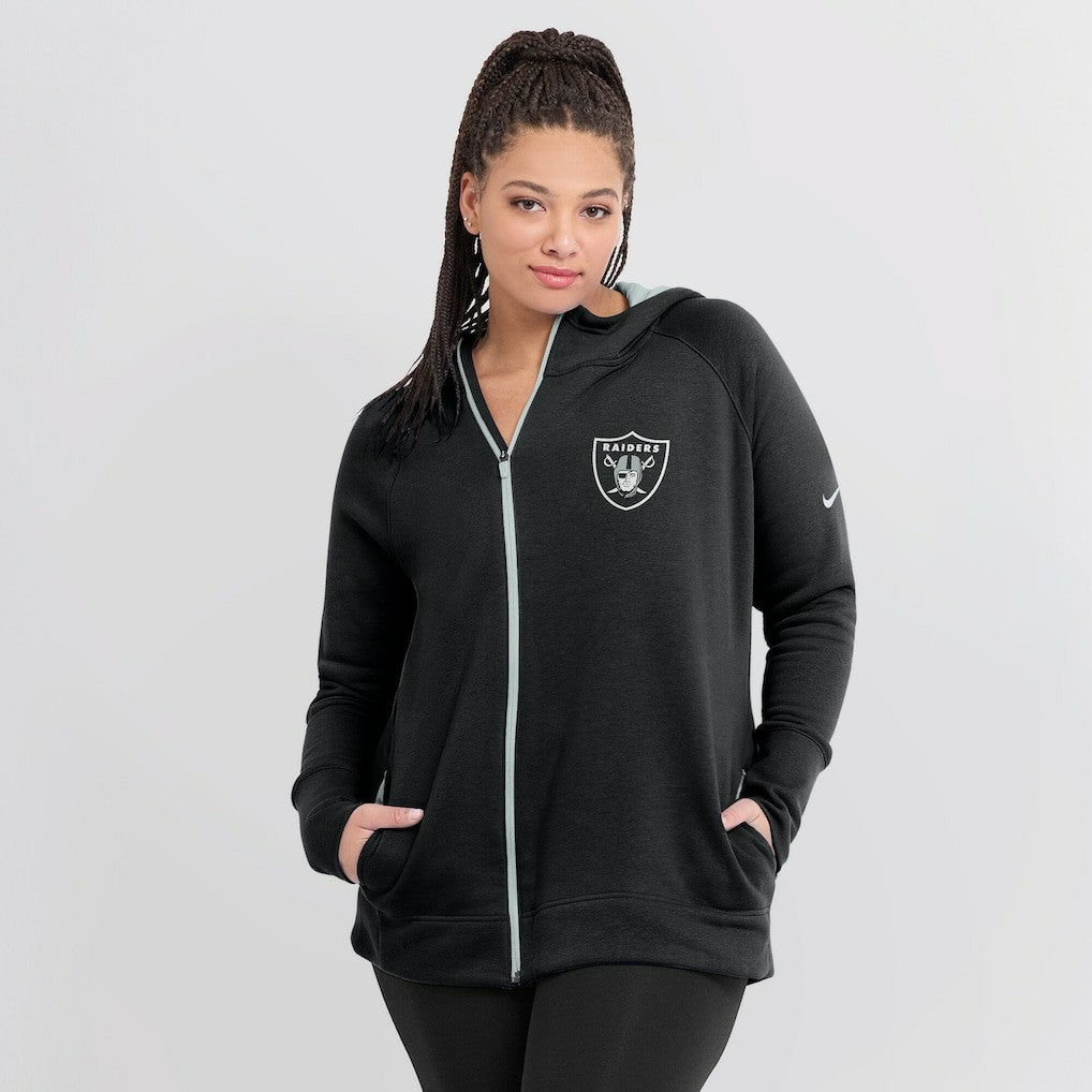 Las Vegas Raiders Women's Asymmetrical Raglan Full-Zip Hoodie - Black Hoodies