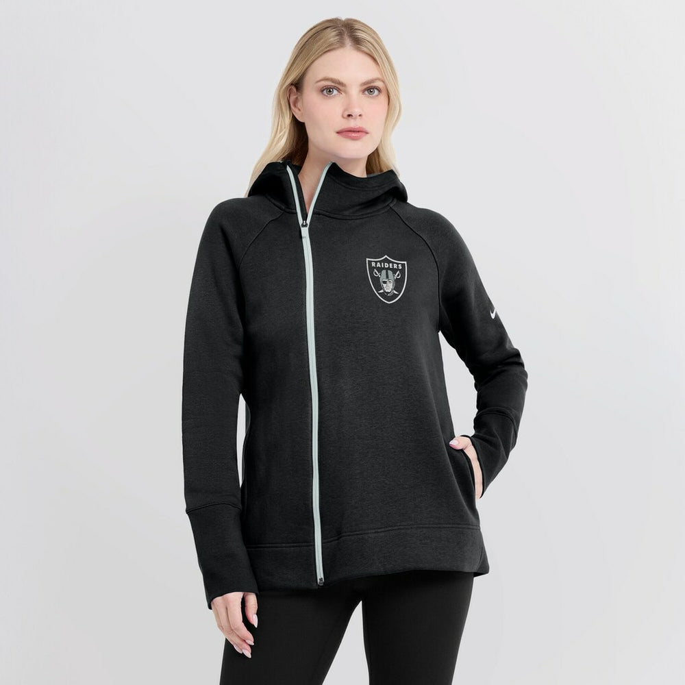 Las Vegas Raiders Women's Asymmetrical Raglan Full-Zip Hoodie - Black Hoodies