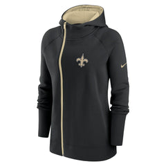 New Orleans Saints Women's Asymmetrical Raglan Full-Zip Hoodie - Black Hoodies