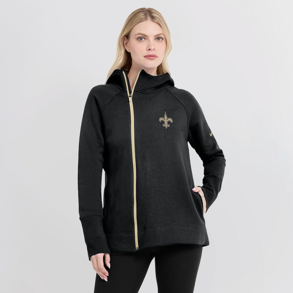 New Orleans Saints Women's Asymmetrical Raglan Full-Zip Hoodie - Black Hoodies