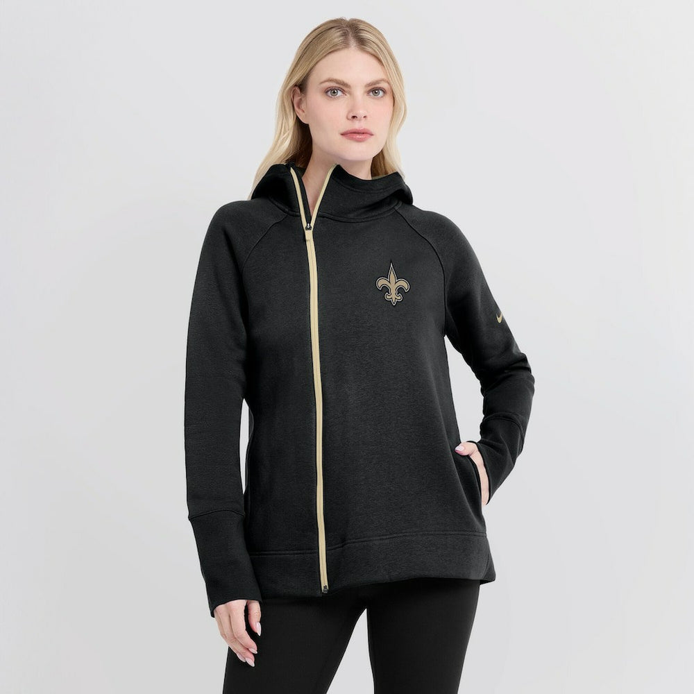 New Orleans Saints Women's Asymmetrical Raglan Full-Zip Hoodie - Black Hoodies