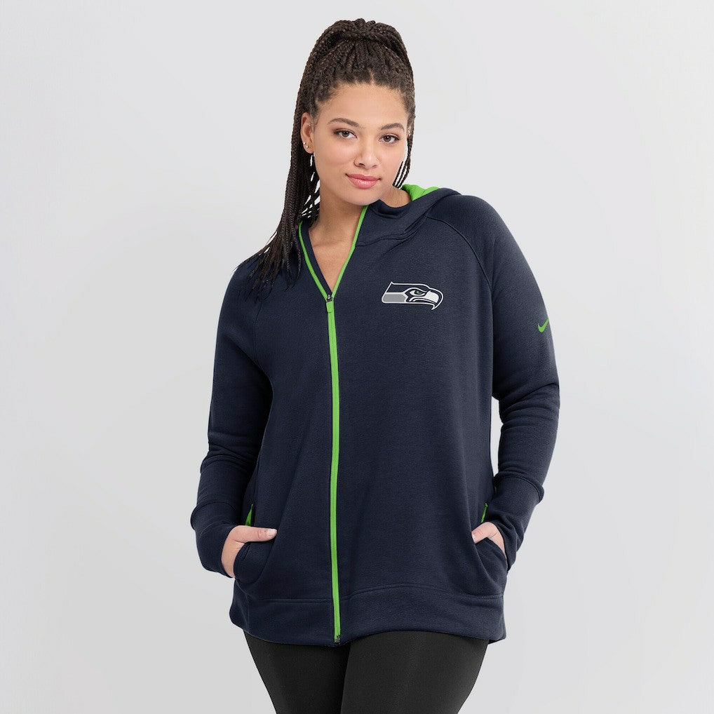 Seattle Seahawks Women's Asymmetrical Raglan Full-Zip Hoodie - College Navy Hoodies