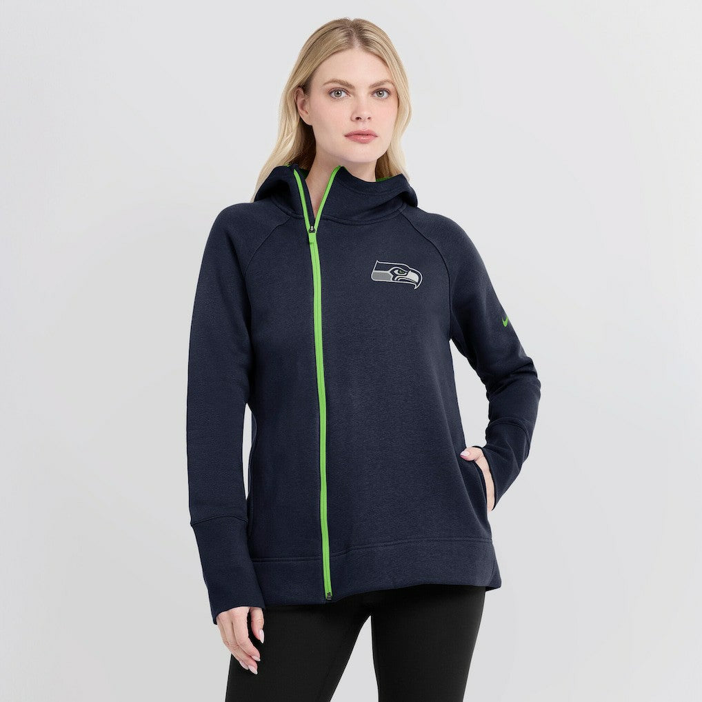 Seattle Seahawks Women's Asymmetrical Raglan Full-Zip Hoodie - College Navy Hoodies