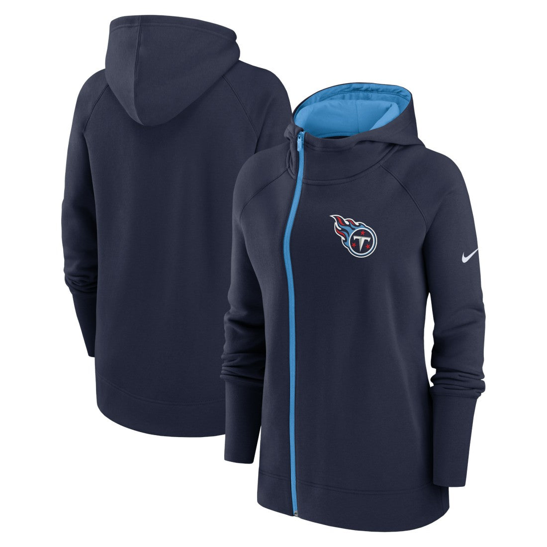 Tennessee Titans Women's Asymmetrical Raglan Full-Zip Hoodie - Navy Hoodies