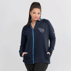 Tennessee Titans Women's Asymmetrical Raglan Full-Zip Hoodie - Navy Hoodies