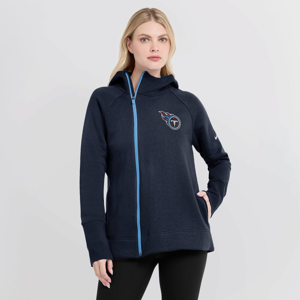 Tennessee Titans Women's Asymmetrical Raglan Full-Zip Hoodie - Navy Hoodies