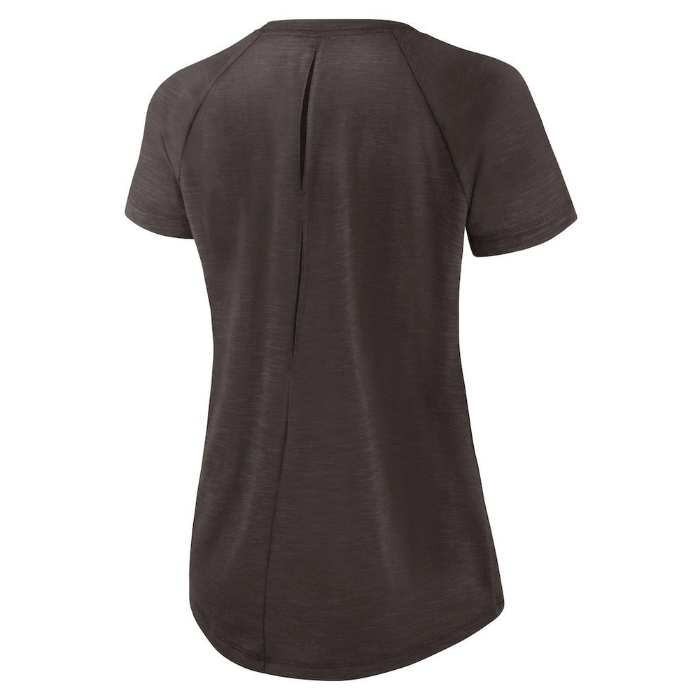 Cleveland Browns Women's Back Slit Lightweight Fashion T-Shirt - White/Heather Scarlet T-shirts