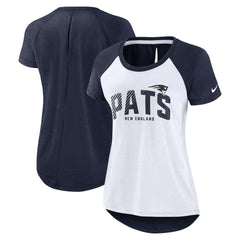 New England Patriots Women's Back Slit Lightweight Fashion T-Shirt - White/Heather Scarlet T-shirts
