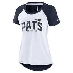 New England Patriots Women's Back Slit Lightweight Fashion T-Shirt - White/Heather Scarlet T-shirts