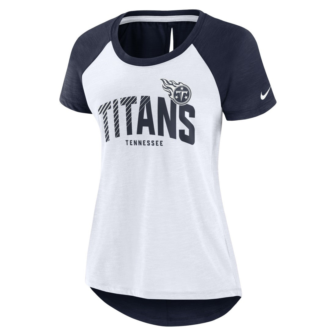 Tennessee Titans Women's Back Slit Lightweight Fashion T-Shirt - White/Heather Scarlet T-shirts
