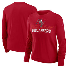 Tampa Bay Buccaneers Women's Modest Crop Performance Long Sleeve T-Shirt - Red T-shirts