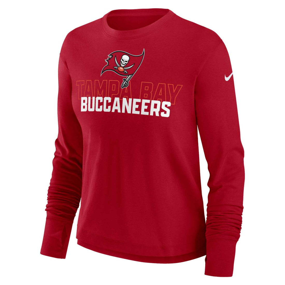 Tampa Bay Buccaneers Women's Modest Crop Performance Long Sleeve T-Shirt - Red T-shirts