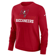 Tampa Bay Buccaneers Women's Modest Crop Performance Long Sleeve T-Shirt - Red T-shirts