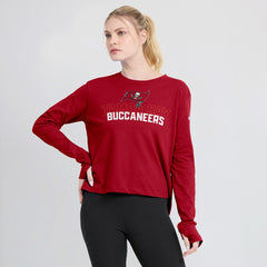 Tampa Bay Buccaneers Women's Modest Crop Performance Long Sleeve T-Shirt - Red T-shirts