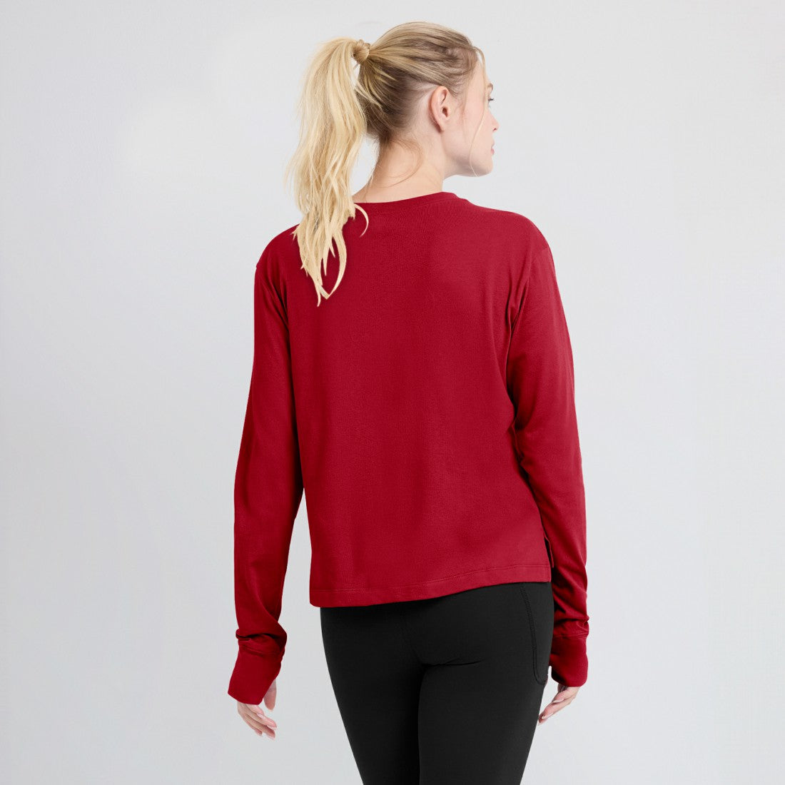 Tampa Bay Buccaneers Women's Modest Crop Performance Long Sleeve T-Shirt - Red T-shirts