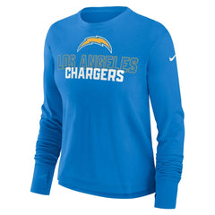 Los Angeles Chargers Women's Modest Crop Performance Long Sleeve T-Shirt - Powder Blue T-shirts