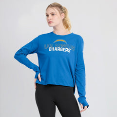 Los Angeles Chargers Women's Modest Crop Performance Long Sleeve T-Shirt - Powder Blue T-shirts