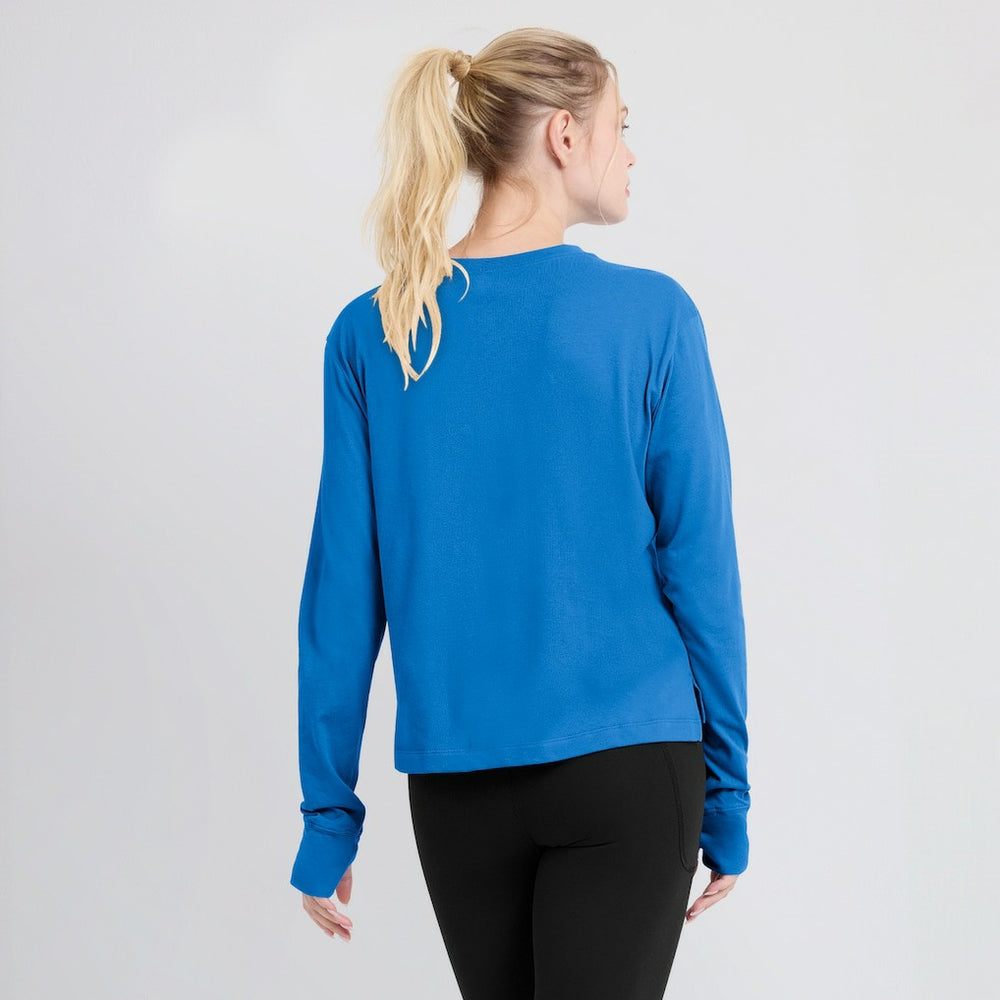 Los Angeles Chargers Women's Modest Crop Performance Long Sleeve T-Shirt - Powder Blue T-shirts