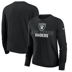 Las Vegas Raiders Women's Modest Crop Performance Long Sleeve T-Shirt - Black T-shirts