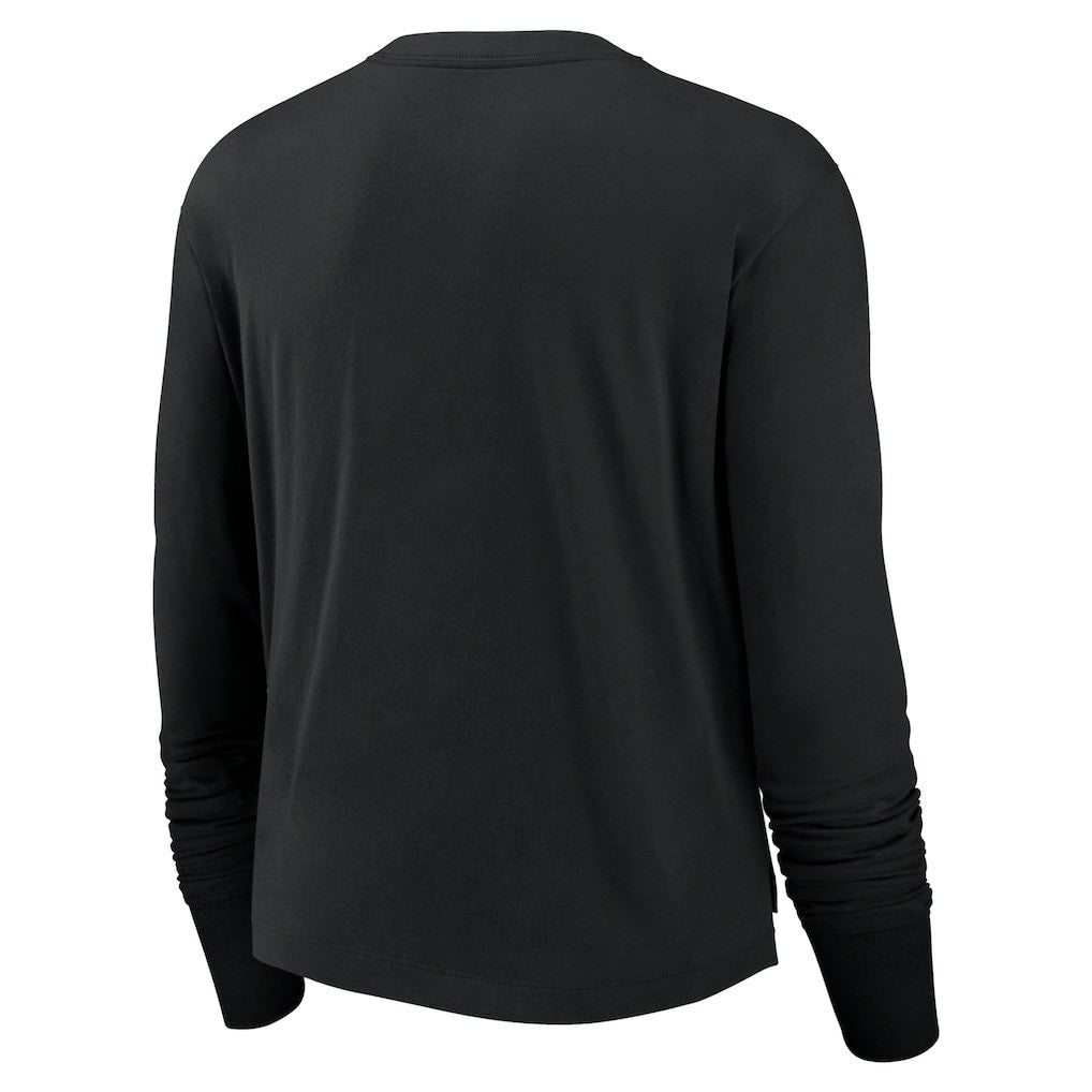Las Vegas Raiders Women's Modest Crop Performance Long Sleeve T-Shirt - Black T-shirts